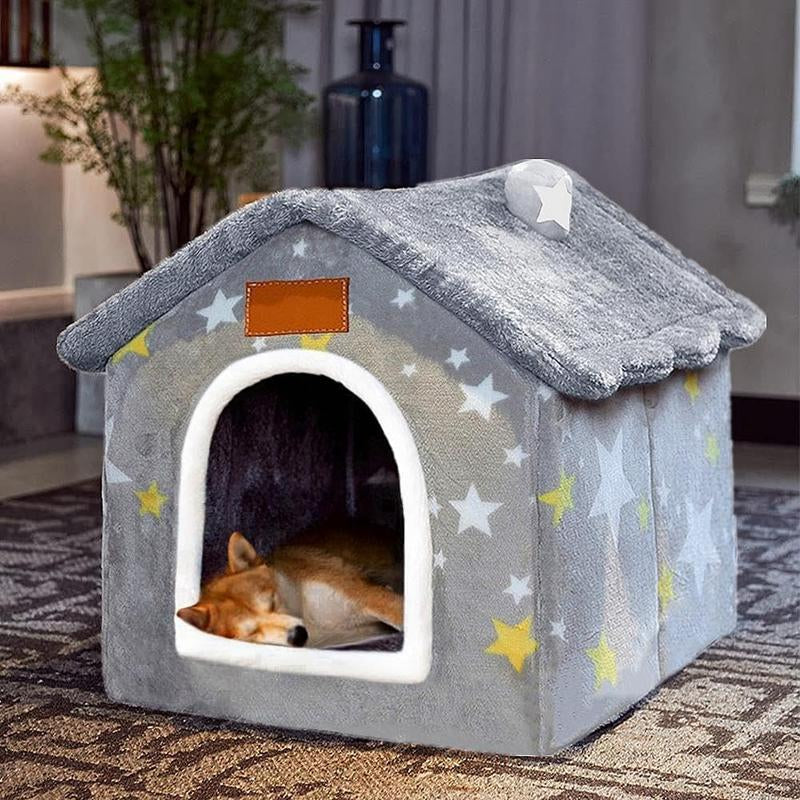 Dog House Indoor Memory Sponge, Foldable Dog House Kennel Bed Mat with Cushion for Small Medium Large Dogs Cats, Winter Warm Cat Nest Puppy Cave Sofa