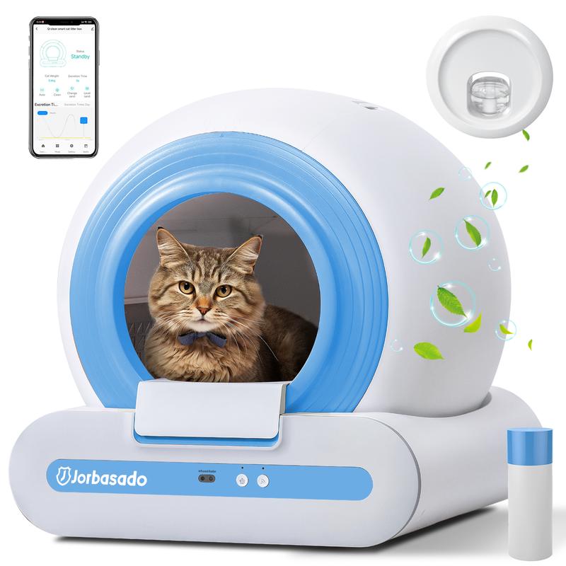 Jorbasado Self Cleaning Litter Box, No Scoop Automatic Cat Litter Box with APP Control, Odor Removal Cat Litter Box for Multiple Cats Cat Litter Box