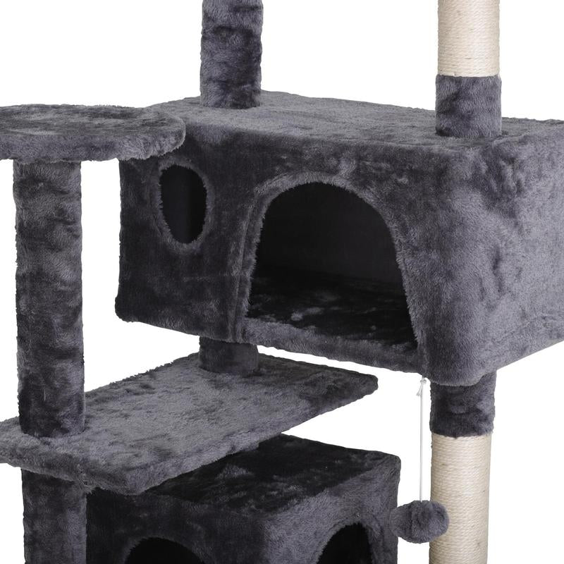 SUPERDEAL 53-In Cat Tree & Condo Scratching Post Tower Indoor Cat Tower Cat Play House Cat Furniture