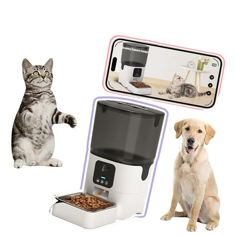 Automatic Cat Feeder with Camera, 1080P Live Video with Night Vision, 6L/25 Cups Timed Cat Food Dispenser for Remote Feeding, 2-Way Audio, Smart Pet Feeder for Cats and Dogs with App Control