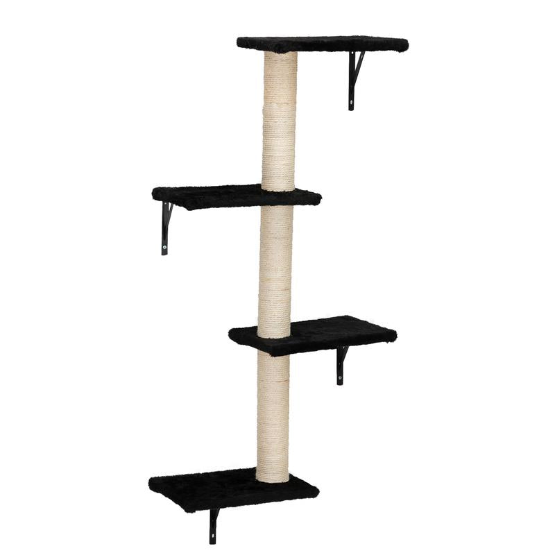 Cat Wall Shelves, Wall-Mounted Cat Climber Set of 5, Floating Cat Perches, Cat Furniture, Black