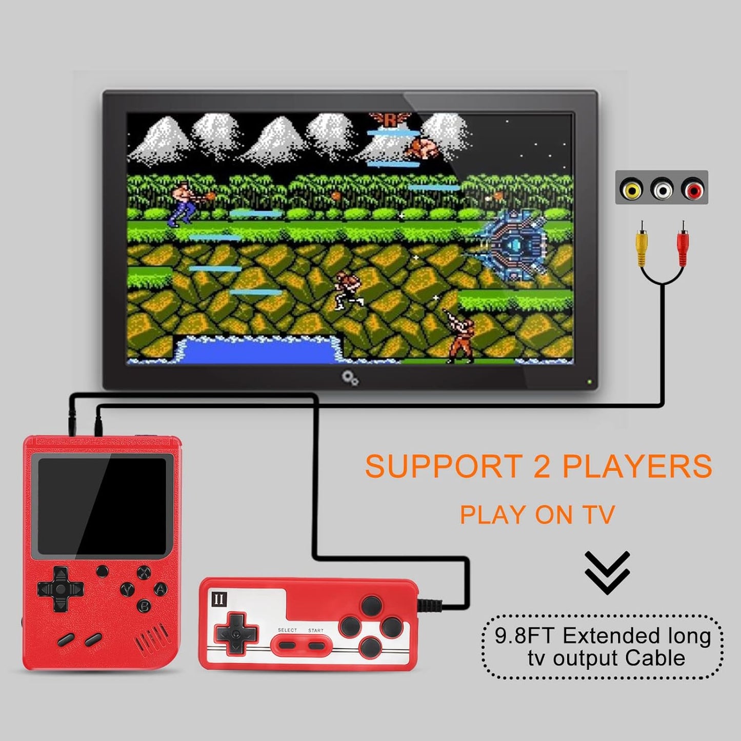 Handheld Game Console, 1000 Classic FC Games, Mini Handheld Game Console with 3.0-Inches Color Screen , 1800Mah Rechargeable Battery That Can Connect to TV and Two Players (Red)