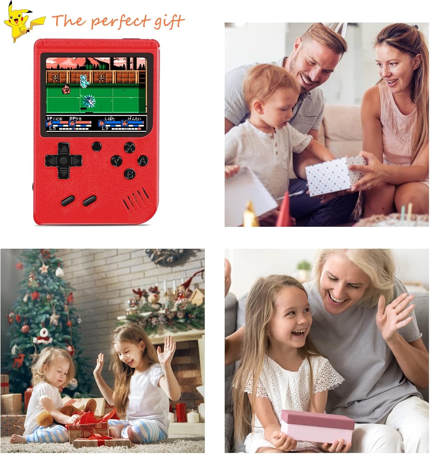 Handheld Game Console, 1000 Classic FC Games, Mini Handheld Game Console with 3.0-Inches Color Screen , 1800Mah Rechargeable Battery That Can Connect to TV and Two Players (Red)