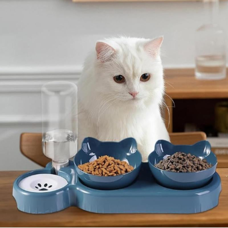 Automatic Pet Feeder, 1 Count Double Bowl Cat Food Bowl, Cat Water Dispenser, Dogs & Cats Supplies, Dog Bowl Pet Products Pet Supplies Cat Products