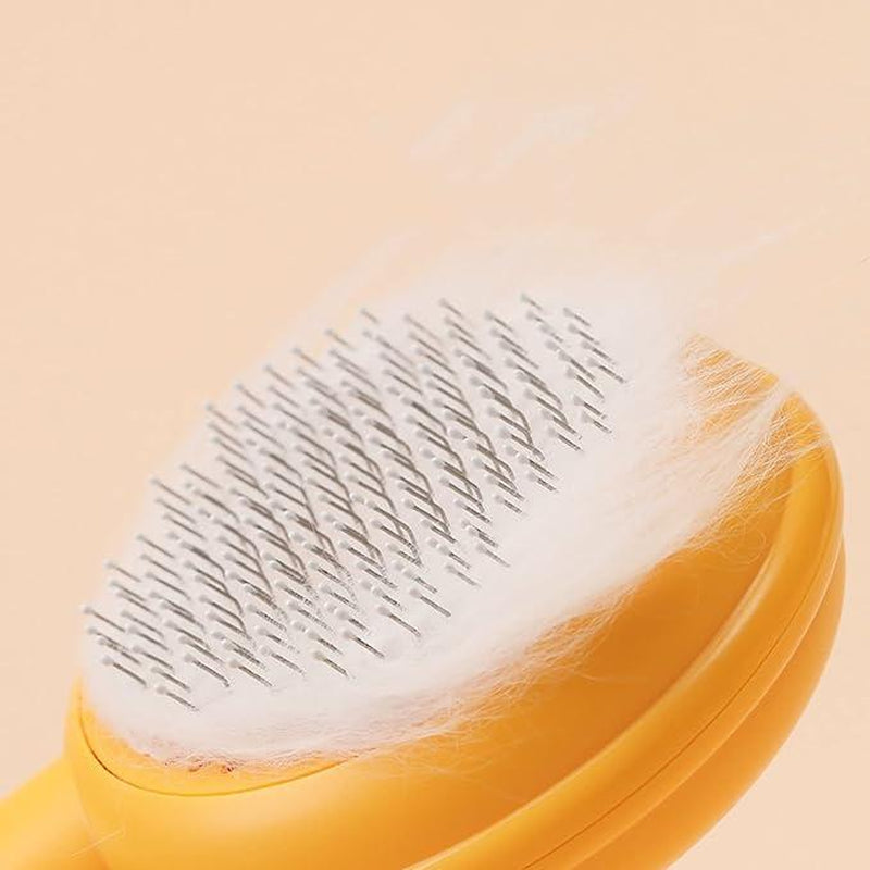 Cat Brush, Pet Hair Cleaner Brush, Pet Grooming Cat and Dog Brush, Magic Pet Comb, Self Cleaning Cat Brush, Cat Grooming Brush, Cat Shedding Brush, Cat Brush for Long Hair Cats (Yellow)