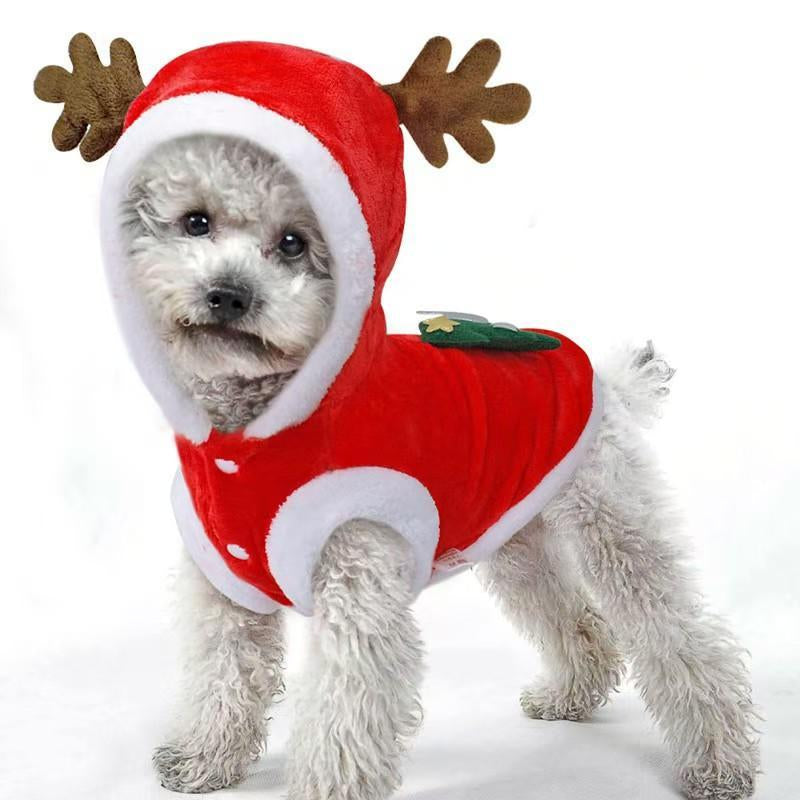 Pet Christmas Costume, Cute Reindeer Design Pet Clothes, Soft Comfortable Pet Costume for Small Medium Large Dogs & Cats