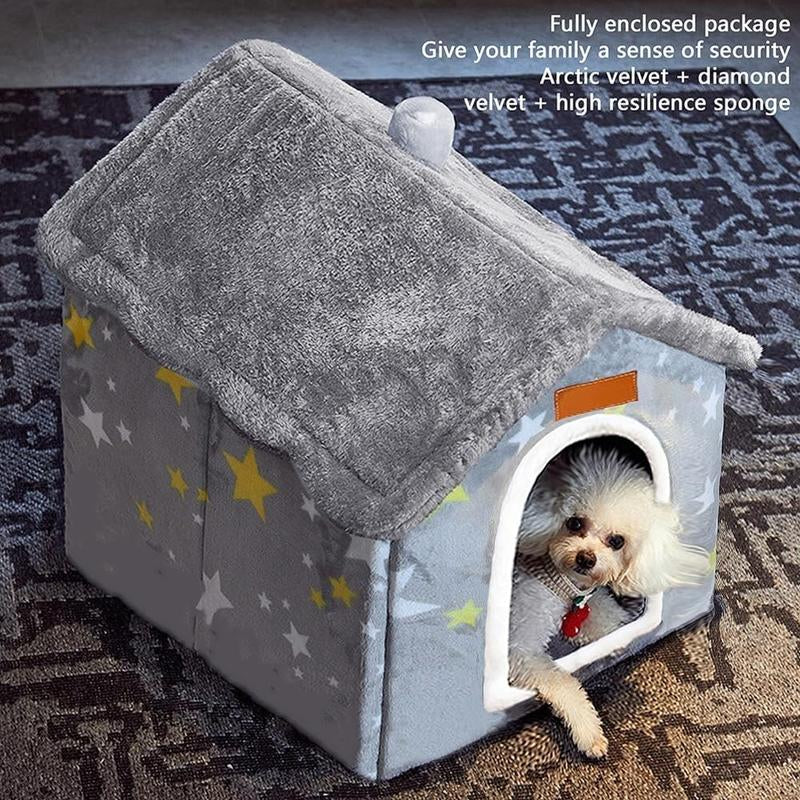 Dog House Indoor Memory Sponge, Foldable Dog House Kennel Bed Mat with Cushion for Small Medium Large Dogs Cats, Winter Warm Cat Nest Puppy Cave Sofa