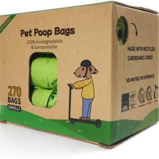 Reliable Dog Poop Bags 18 Rolls/270 Count, Leakproof Pet Poop Bags, Green Waste Durable Bags