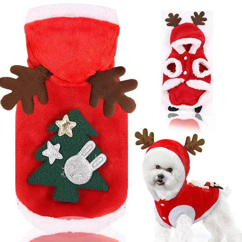 Pet Christmas Costume, Cute Reindeer Design Pet Clothes, Soft Comfortable Pet Costume for Small Medium Large Dogs & Cats