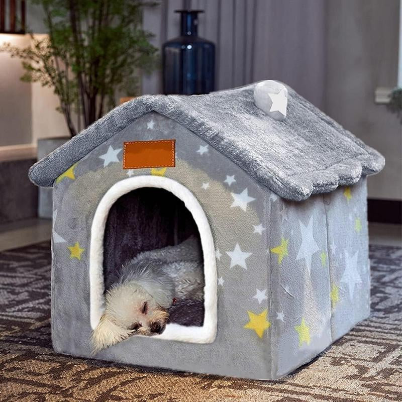 Dog House Indoor Memory Sponge, Foldable Dog House Kennel Bed Mat with Cushion for Small Medium Large Dogs Cats, Winter Warm Cat Nest Puppy Cave Sofa