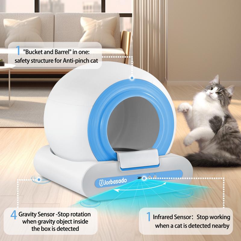 Jorbasado Self Cleaning Litter Box, No Scoop Automatic Cat Litter Box with APP Control, Odor Removal Cat Litter Box for Multiple Cats Cat Litter Box