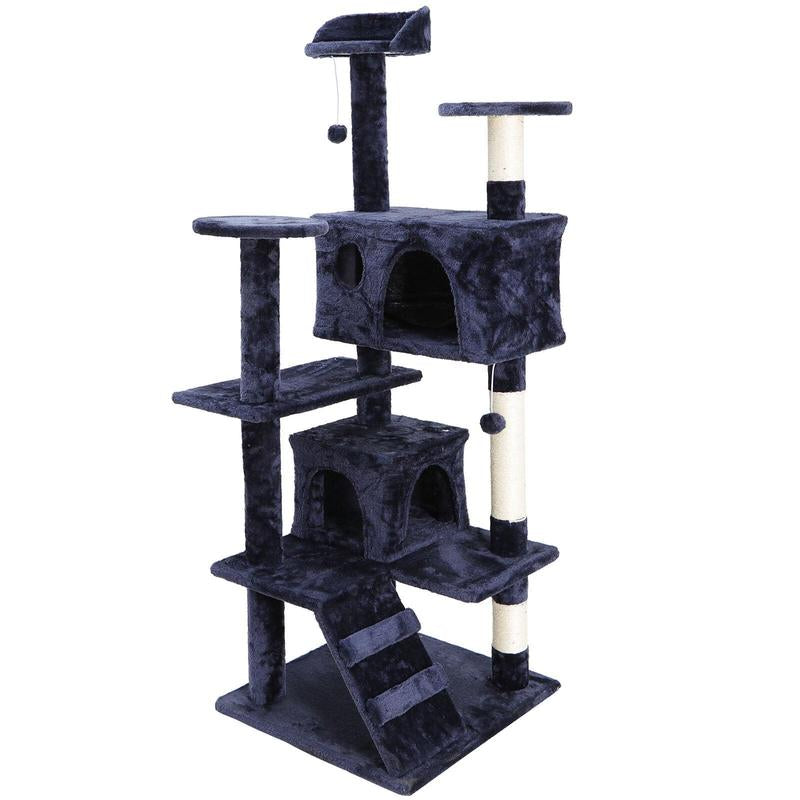 SUPERDEAL 53-In Cat Tree & Condo Scratching Post Tower Indoor Cat Tower Cat Play House Cat Furniture