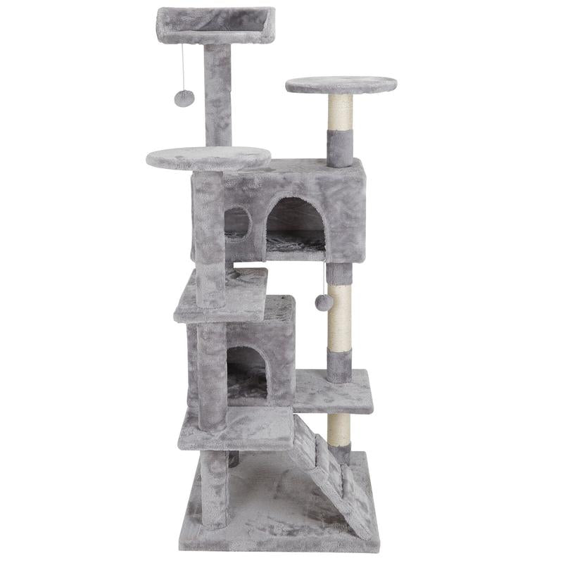 SUPERDEAL 53-In Cat Tree & Condo Scratching Post Tower Indoor Cat Tower Cat Play House Cat Furniture