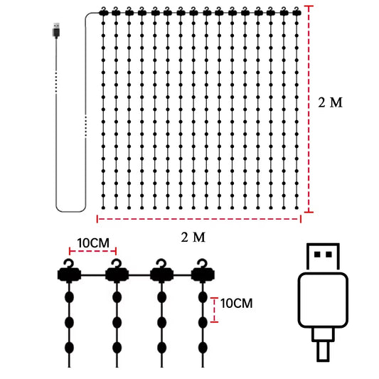 400Leds Smart Curtain String Light Bluetooth APP Control Christmas Fairy Light DIY Picture Display Garland Party Wedding Decor