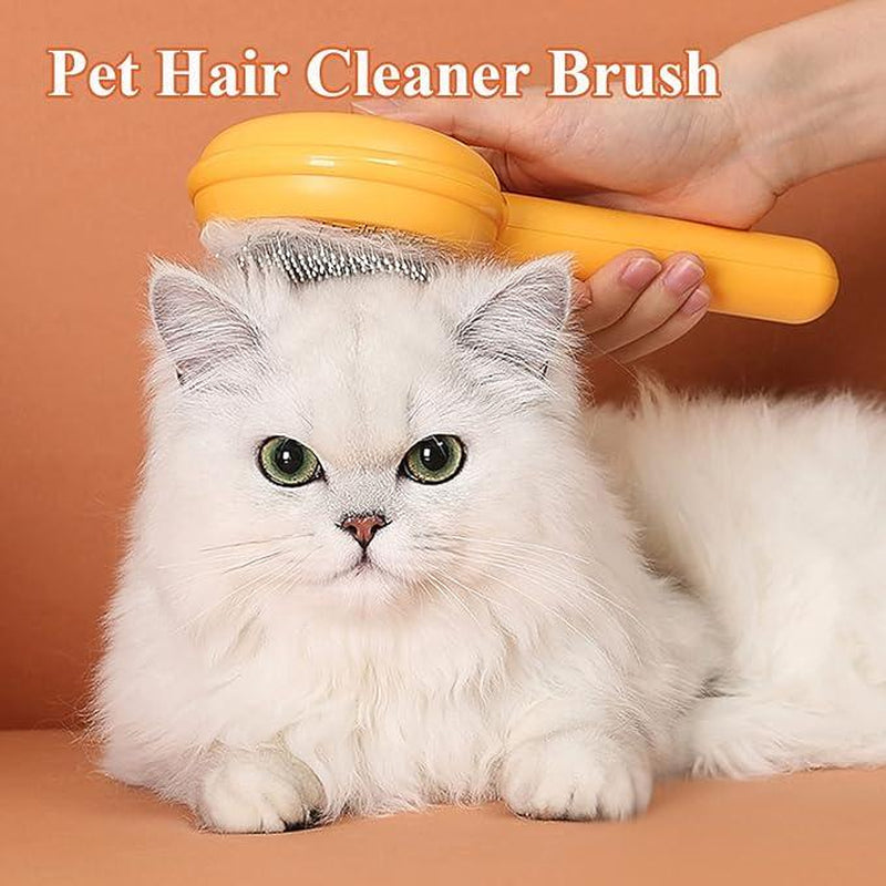 Cat Brush, Pet Hair Cleaner Brush, Pet Grooming Cat and Dog Brush, Magic Pet Comb, Self Cleaning Cat Brush, Cat Grooming Brush, Cat Shedding Brush, Cat Brush for Long Hair Cats (Yellow)