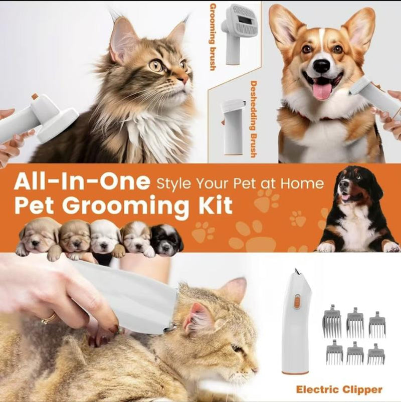 Ultimate Dog Grooming Kit: High-Power 12,000Pa Pet Hair Vacuum with Quiet Motor, Professional Pet Clippers, & Low-Noise Shedding Brush - PG10 for Effortless Dog Grooming