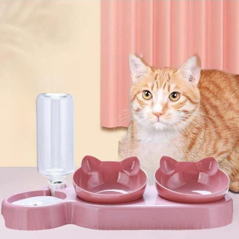 Automatic Pet Feeder, 1 Count Double Bowl Cat Food Bowl, Cat Water Dispenser, Dogs & Cats Supplies, Dog Bowl Pet Products Pet Supplies Cat Products