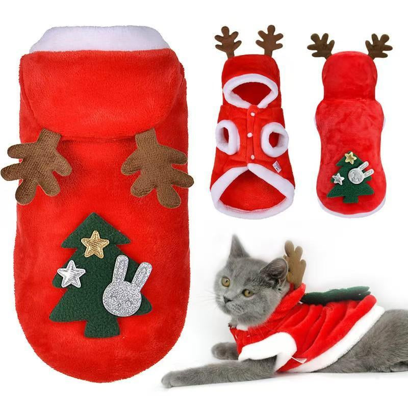 Pet Christmas Costume, Cute Reindeer Design Pet Clothes, Soft Comfortable Pet Costume for Small Medium Large Dogs & Cats