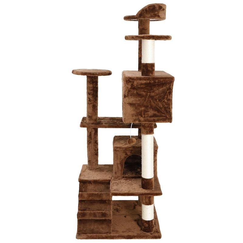 SUPERDEAL 53-In Cat Tree & Condo Scratching Post Tower Indoor Cat Tower Cat Play House Cat Furniture