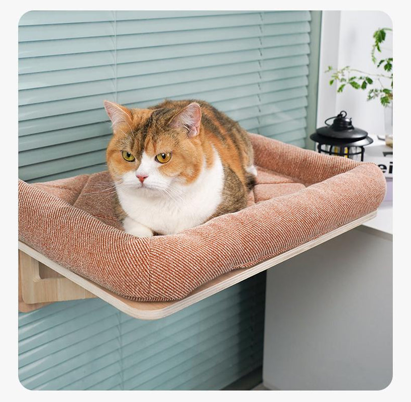 Cat Hammock for Window Foldable - Cordless, Embeded Machine Washable Padded Bed, Robust Wood Frame - Cat Window Perch for Large Cats and Kittens - Gray