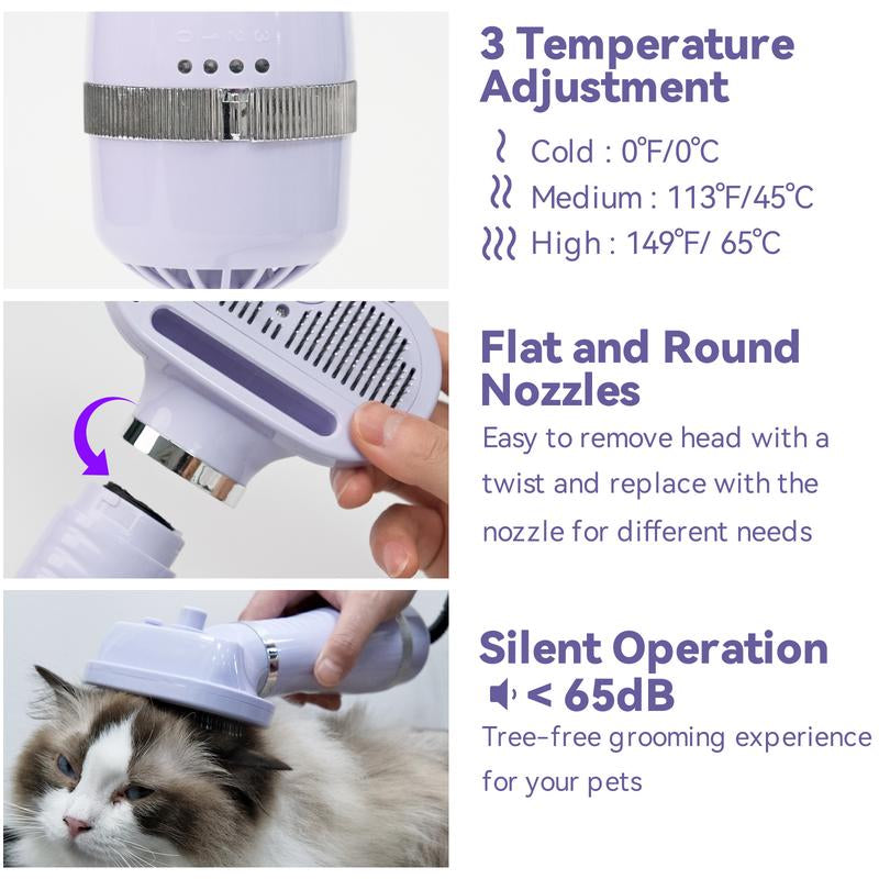 Fido Fave Pet Hair Dryer Steam Brush, Spray Cat Dryer Comb for Shedding, 3 in 1 Cat Steam Comb, Dog Blow Dryer with Water Tank, 3 Heat Settings Professional Home Grooming Furry Portable Drying Blower,Tiktokshopdealsforyoudays