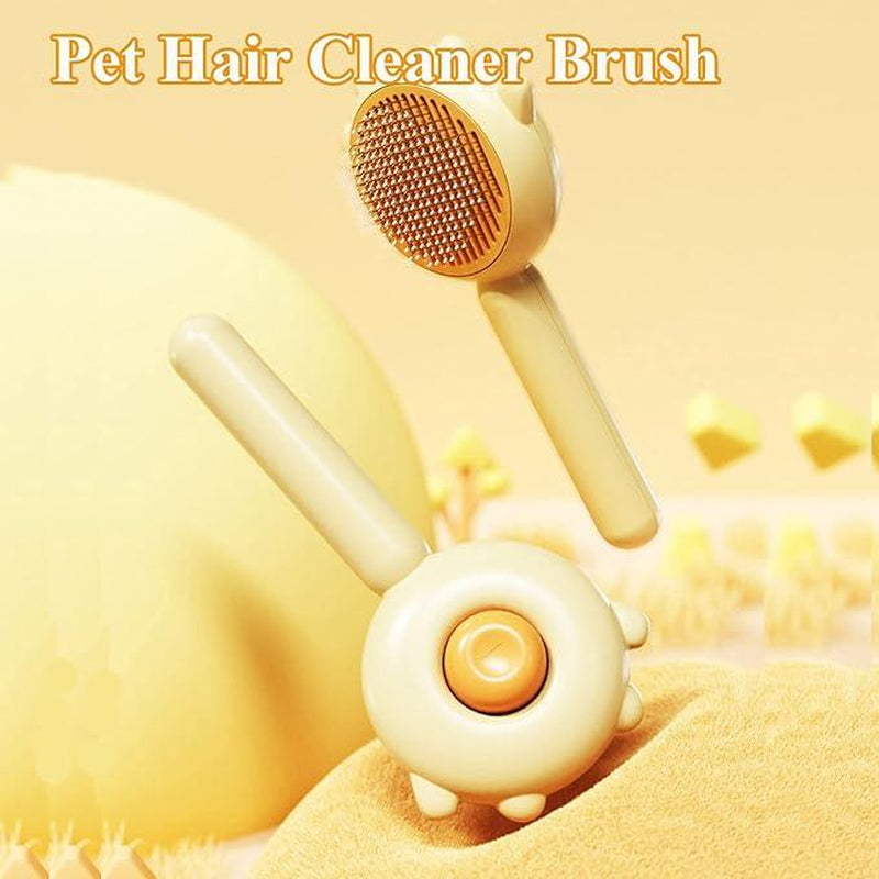 Cat Brush, Pet Hair Cleaner Brush, Pet Grooming Cat and Dog Brush, Magic Pet Comb, Self Cleaning Cat Brush, Cat Grooming Brush, Cat Shedding Brush, Cat Brush for Long Hair Cats (Yellow)