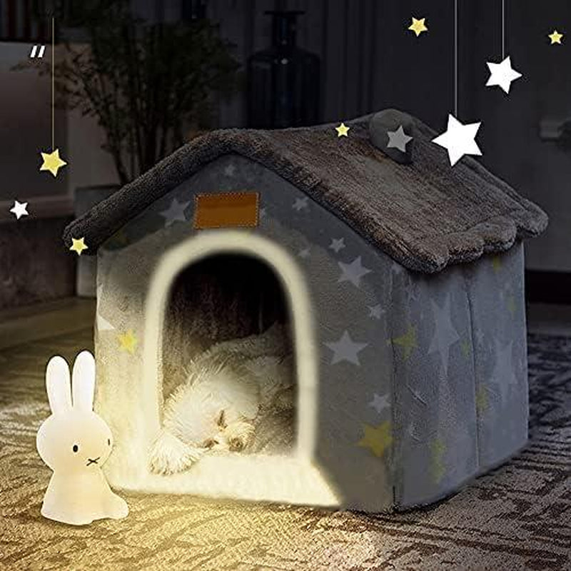 Dog House Indoor Memory Sponge, Foldable Dog House Kennel Bed Mat with Cushion for Small Medium Large Dogs Cats, Winter Warm Cat Nest Puppy Cave Sofa