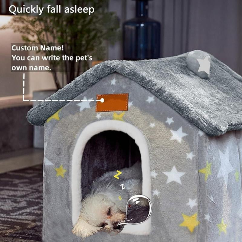 Dog House Indoor Memory Sponge, Foldable Dog House Kennel Bed Mat with Cushion for Small Medium Large Dogs Cats, Winter Warm Cat Nest Puppy Cave Sofa