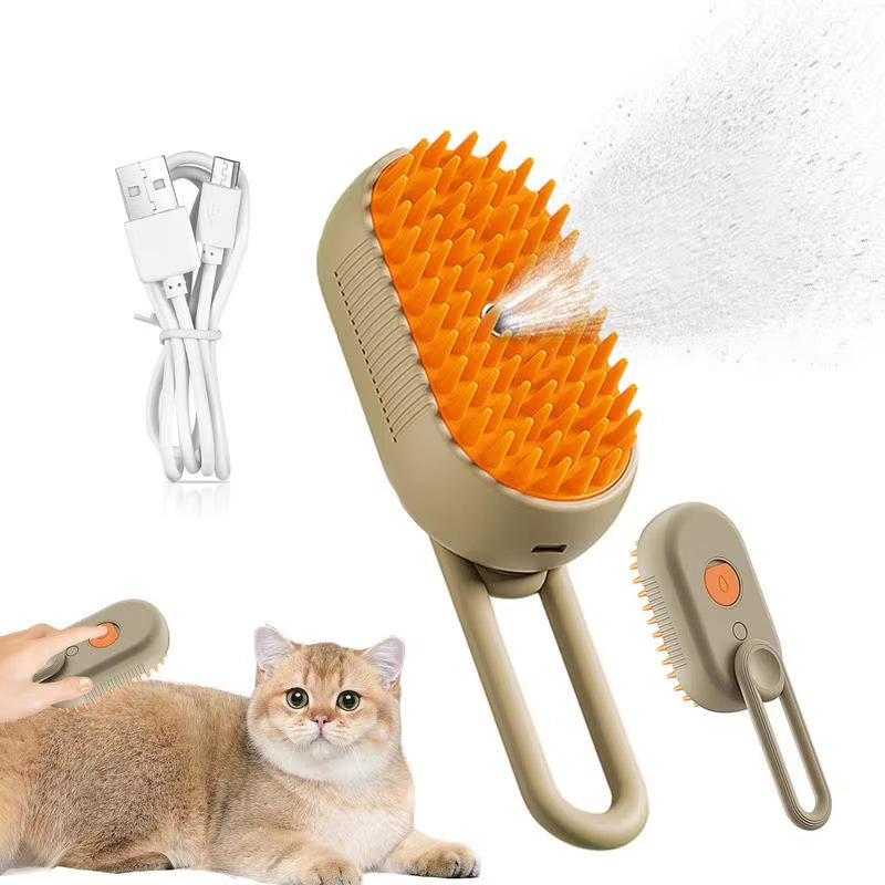 Three in One Dog Cat Steam Brush Steamy Dog Brush Electric Spray Cat Hair Brush for Massage Pet Grooming Comb Hair Removal Combs