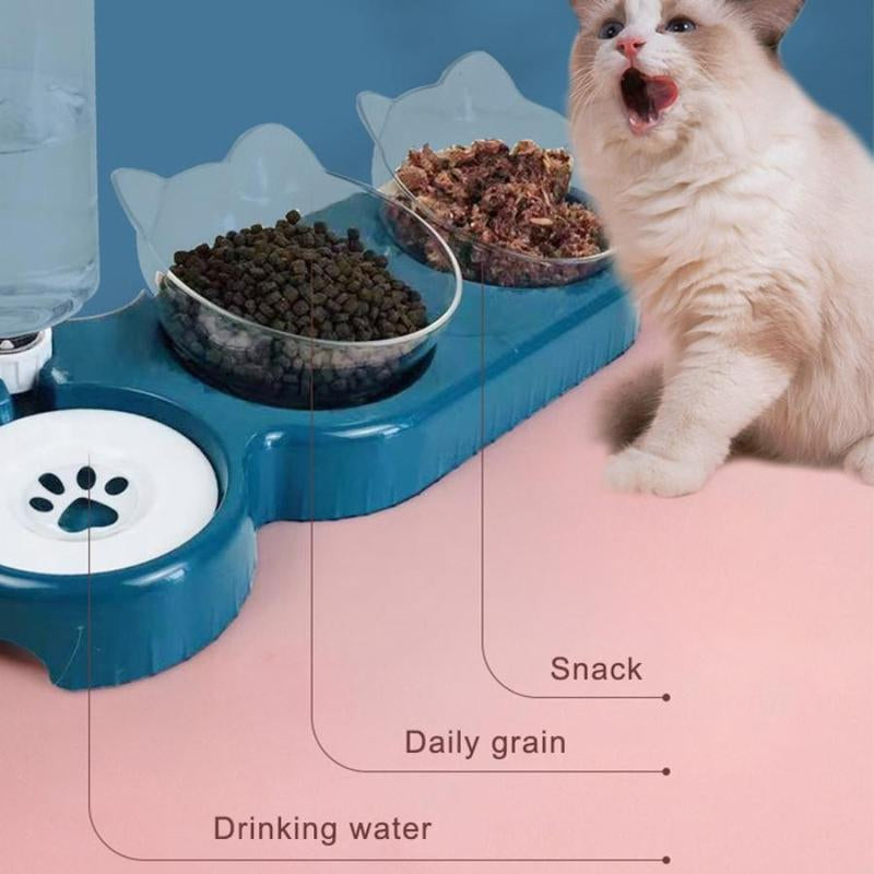 Automatic Pet Feeder, 1 Count Double Bowl Cat Food Bowl, Cat Water Dispenser, Dogs & Cats Supplies, Dog Bowl Pet Products Pet Supplies Cat Products