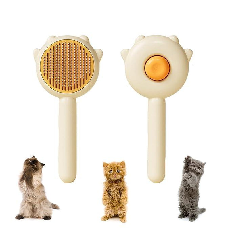 Cat Brush, Pet Hair Cleaner Brush, Pet Grooming Cat and Dog Brush, Magic Pet Comb, Self Cleaning Cat Brush, Cat Grooming Brush, Cat Shedding Brush, Cat Brush for Long Hair Cats (Yellow)