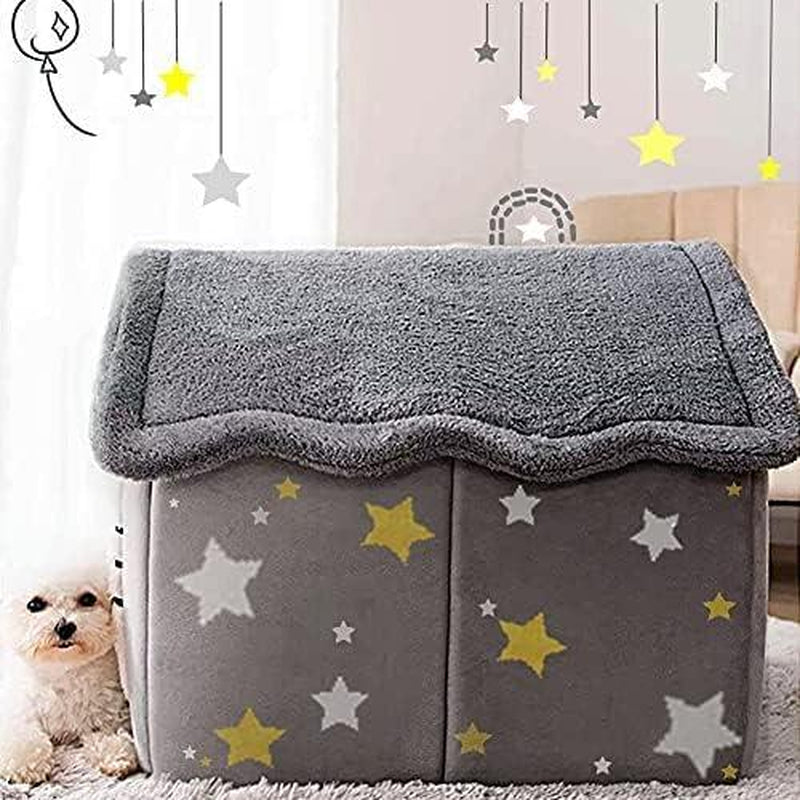 Dog House Indoor Memory Sponge, Foldable Dog House Kennel Bed Mat with Cushion for Small Medium Large Dogs Cats, Winter Warm Cat Nest Puppy Cave Sofa