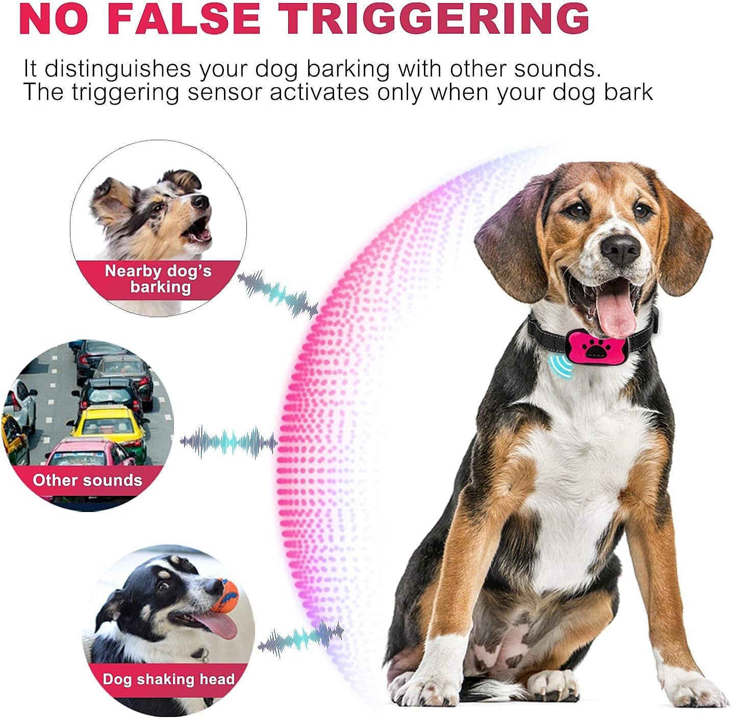 Dog Bark Collar, Bark Collar for Medium Dogs Rechargeable anti Barking Collar No Bark Collars for Dogs Humane No Shock Barking Collar Vibration Beep No Barking Collar (Pink)