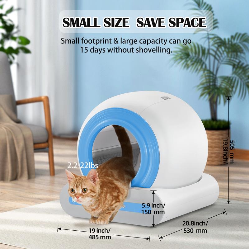 Jorbasado Self Cleaning Litter Box, No Scoop Automatic Cat Litter Box with APP Control, Odor Removal Cat Litter Box for Multiple Cats Cat Litter Box